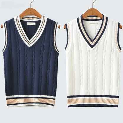 Old Money Style V Ausschnitt Retro Pullover Weste für Herren 1