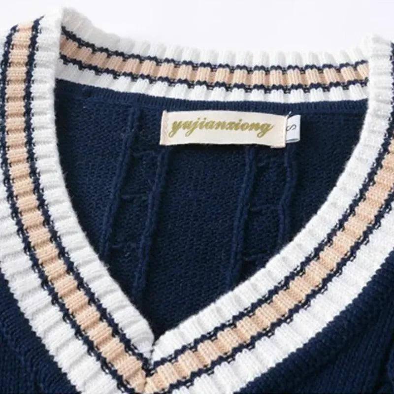 Old Money Style V Ausschnitt Retro Pullover Weste für Herren 5