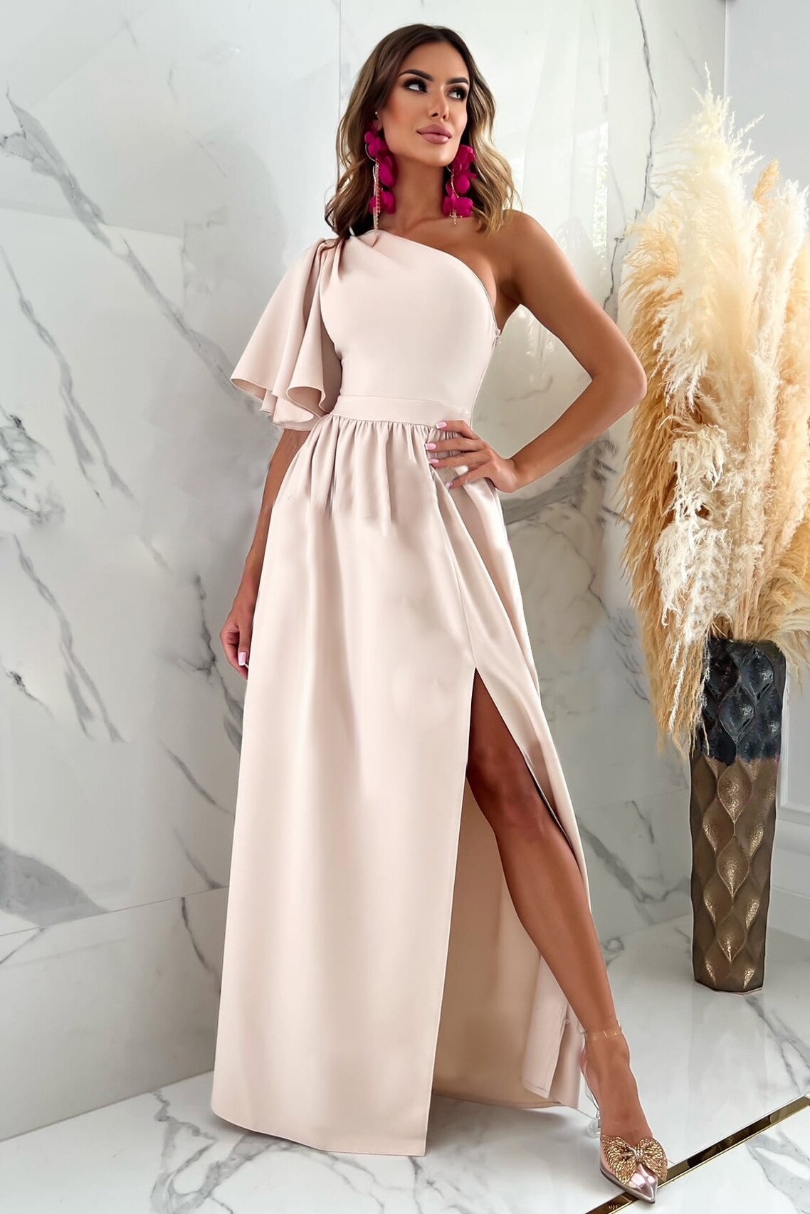 One Shoulder Maxikleid 0