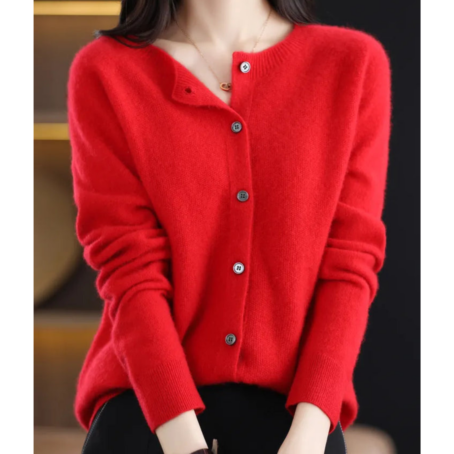 Reine Merinowolle Damen O-Ausschnitt Strickjacke pullover 10