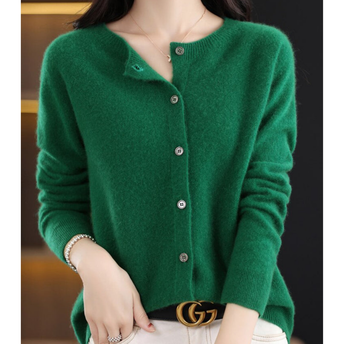 Reine Merinowolle Damen O-Ausschnitt Strickjacke pullover 13
