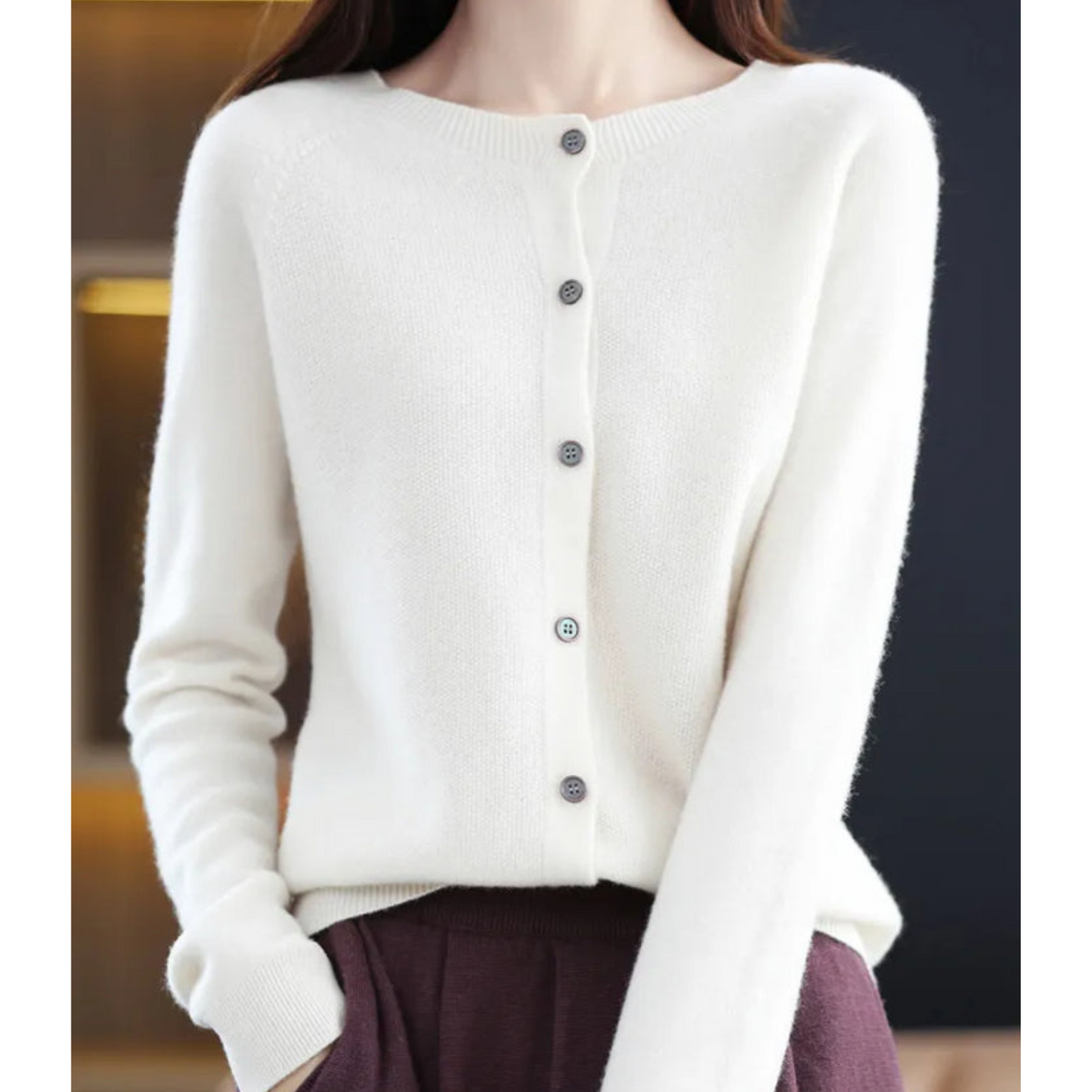 Reine Merinowolle Damen O-Ausschnitt Strickjacke pullover 4