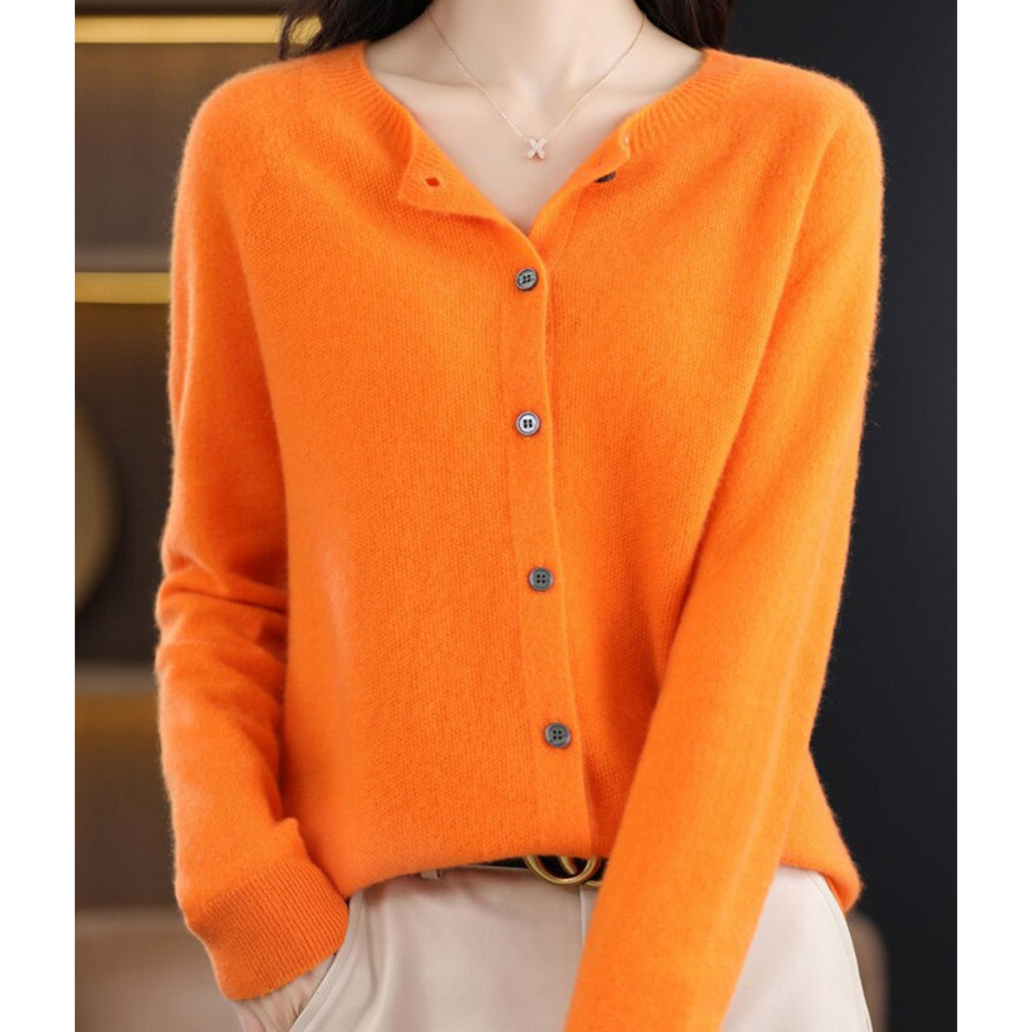 Reine Merinowolle Damen O-Ausschnitt Strickjacke pullover 7
