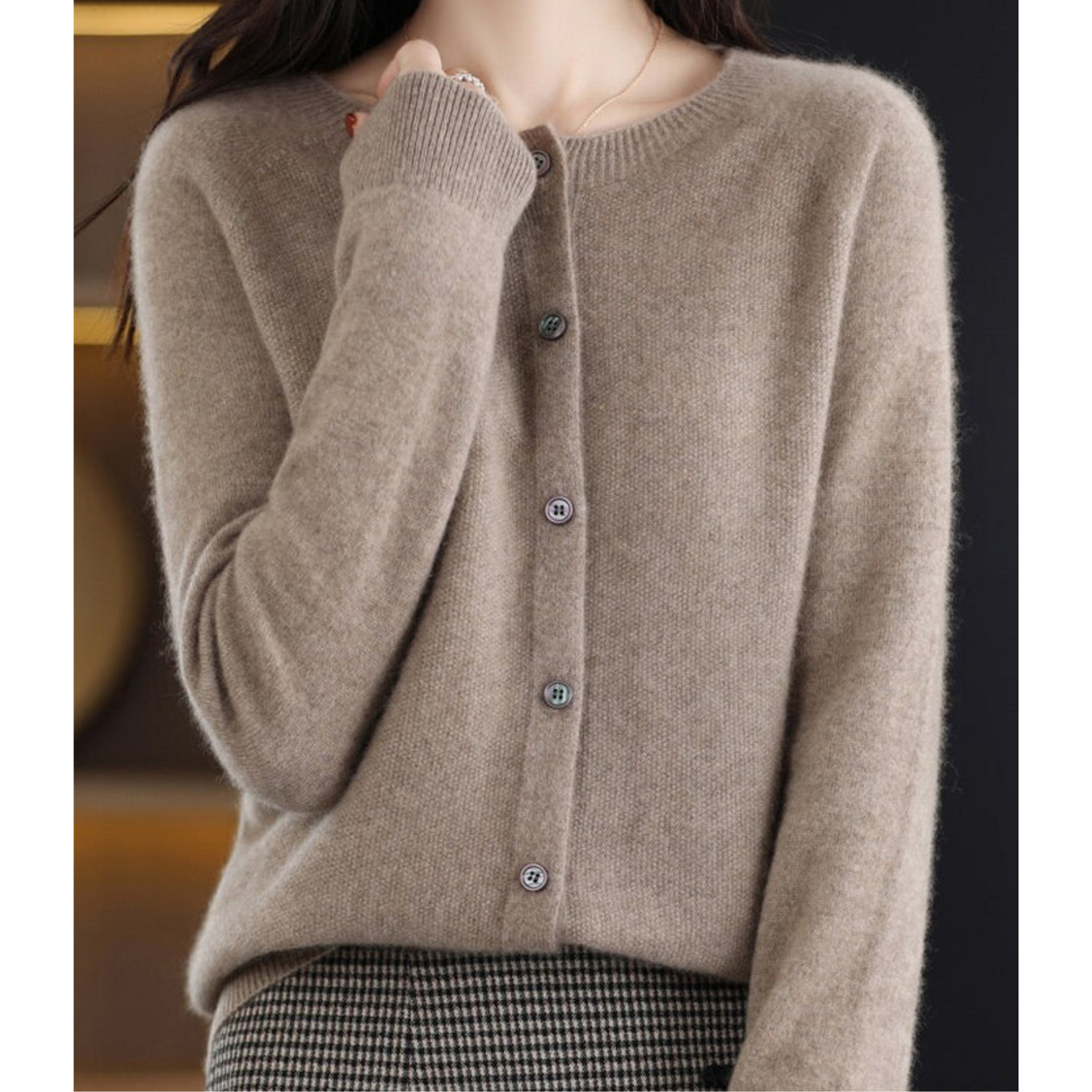 Reine Merinowolle Damen O-Ausschnitt Strickjacke pullover 9