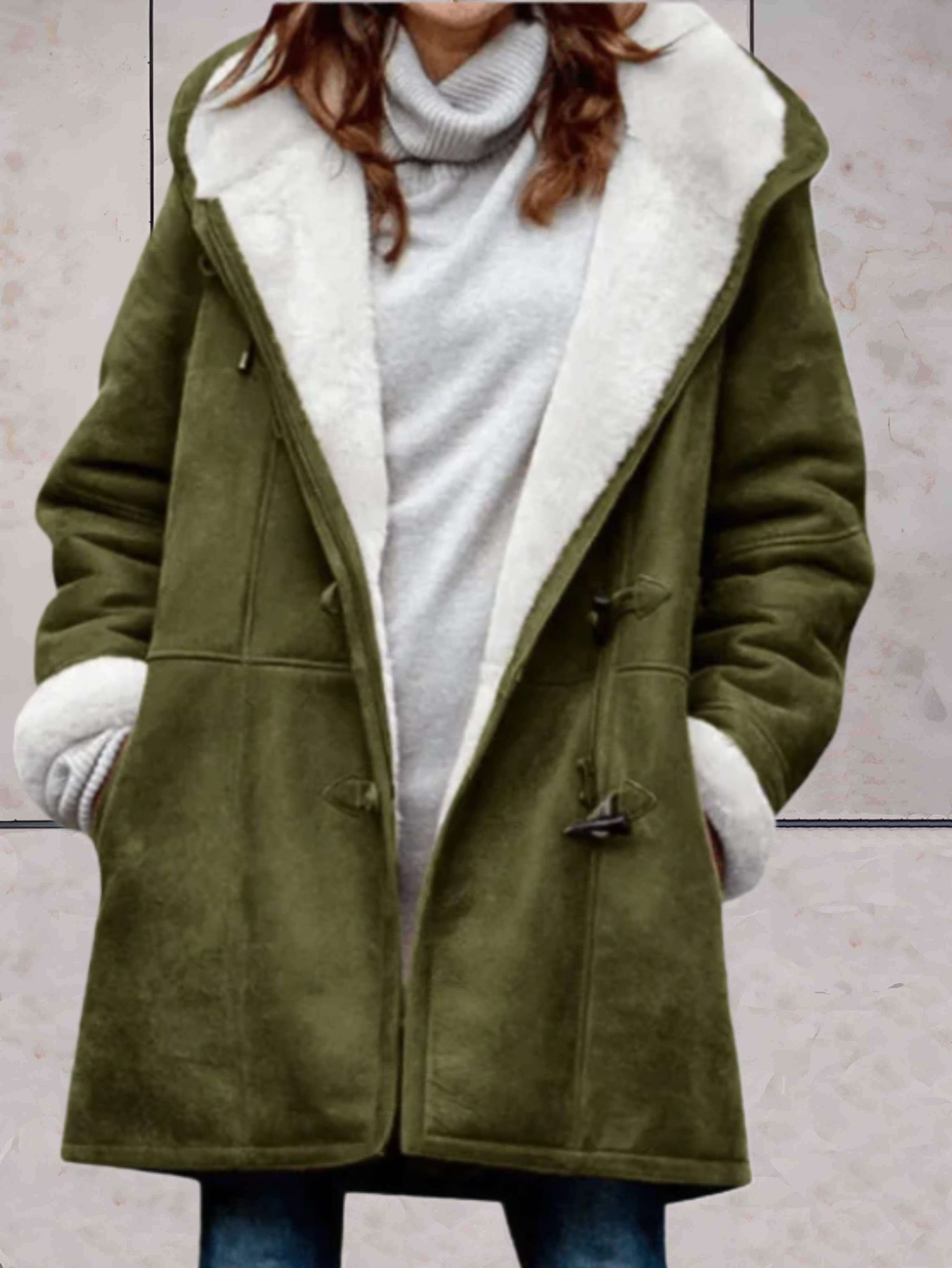 Reta - Luxuriöser Wintermantel aus Wildlederimitat mit Fleece-Futter 0