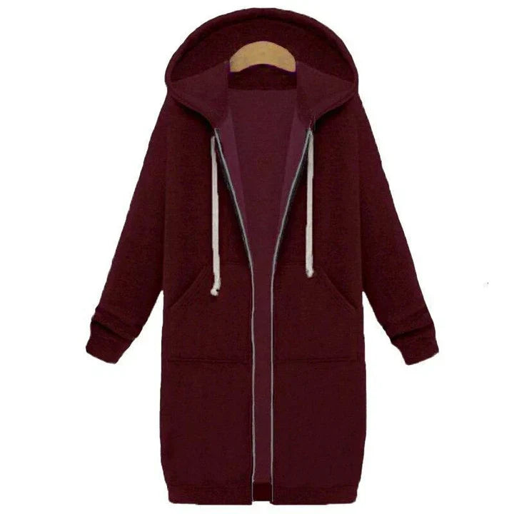 Roza - ein lang geschnittenes damen-sweatshirt mit reibverschluss 4