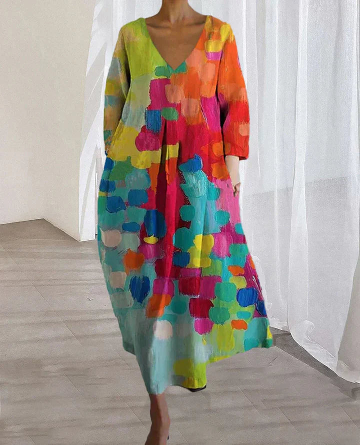 Sabrina – bunt bedrucktes kleid 1