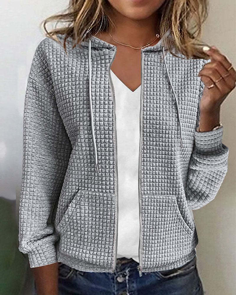 Sandra | Lässige Jacke mit Tasche in Uni-Farbe 0