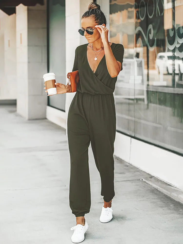 Schwarzer kurzärmeliger Jumpsuit 1