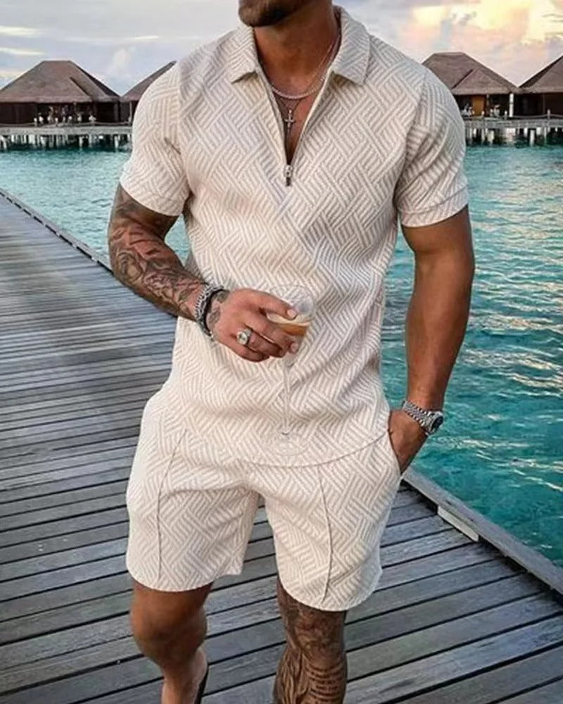 Sommer Strand V ausschnitt Top 2 teilig set für Herren 0