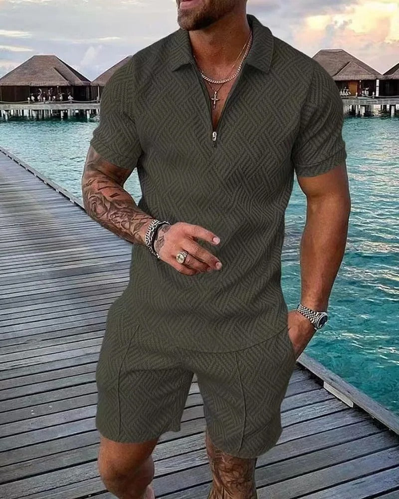 Sommer Strand V ausschnitt Top 2 teilig set für Herren 3