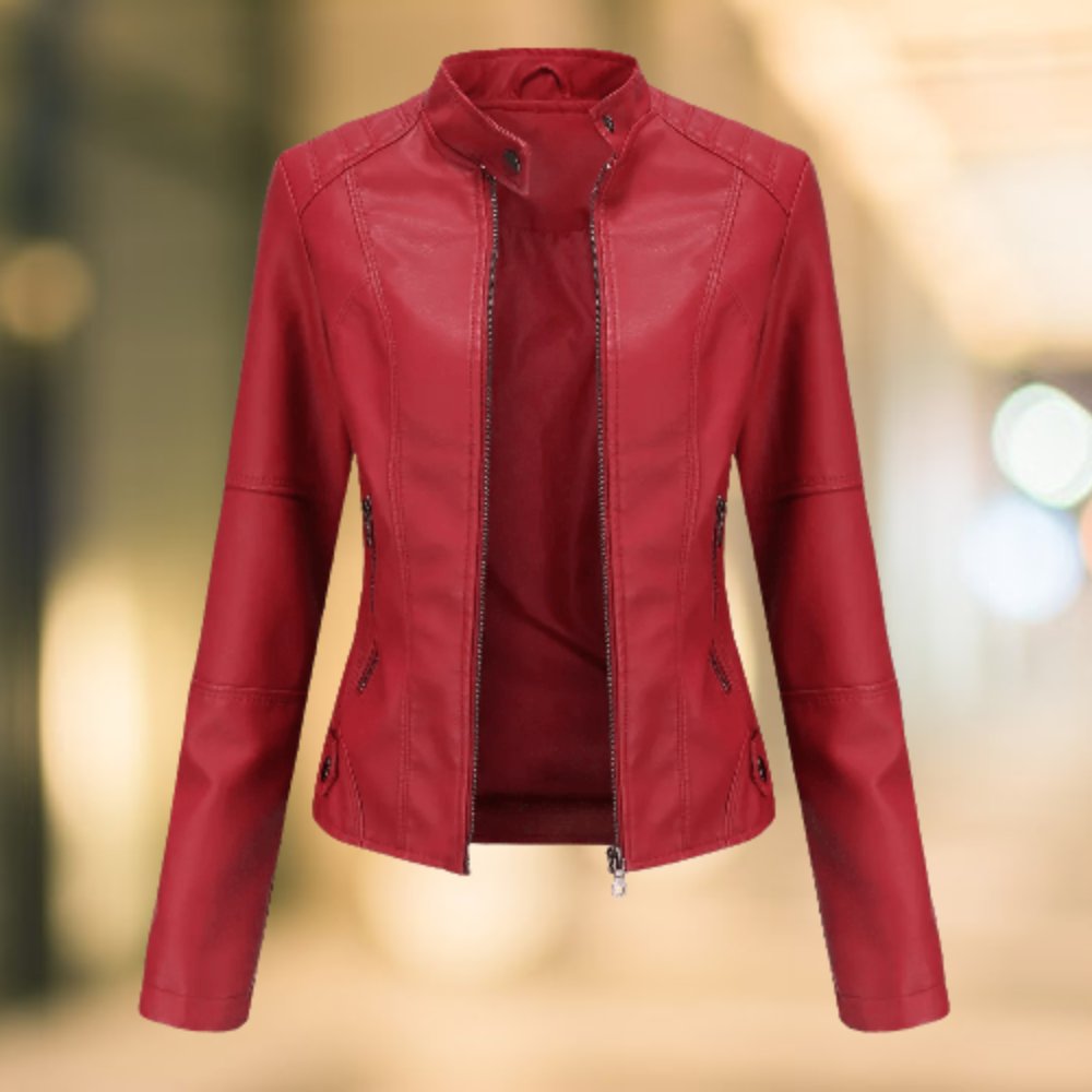 Star - Elegante und schicke Lederjacke mit Stehkragen 0
