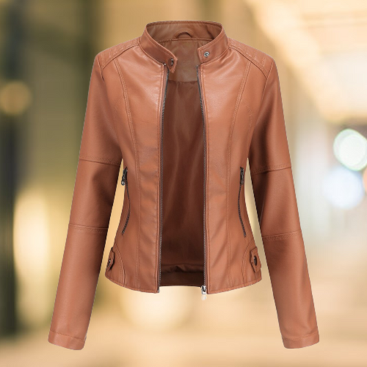 Star - Elegante und schicke Lederjacke mit Stehkragen 1