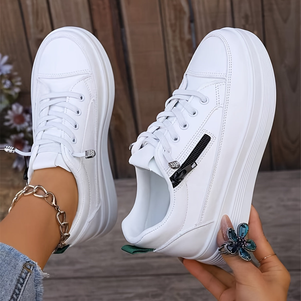 Stilvolle Einfarbige Sneaker für Damen | Perfekt für Alltag 1