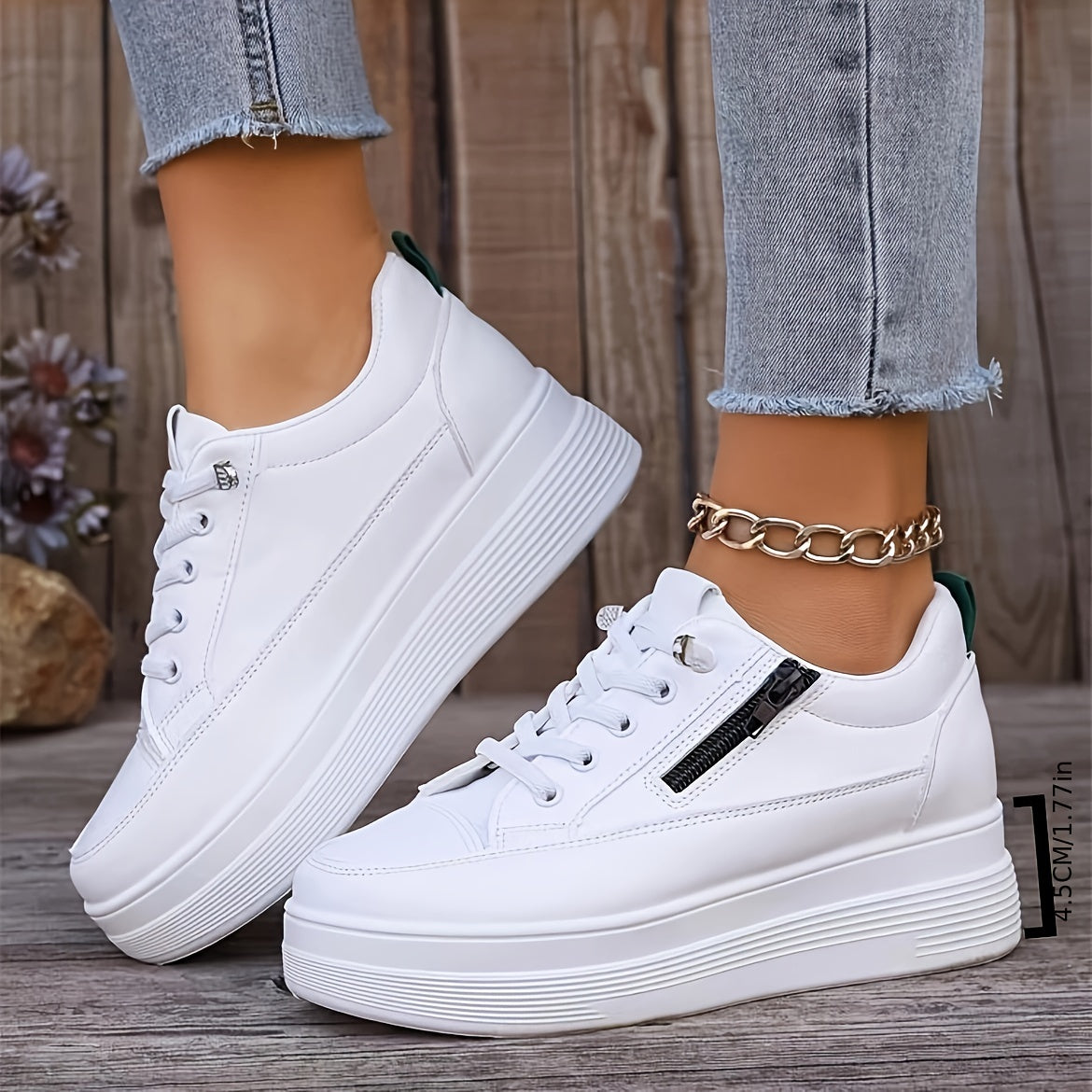 Stilvolle Einfarbige Sneaker für Damen | Perfekt für Alltag 2