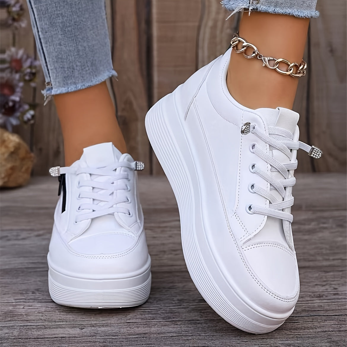 Stilvolle Einfarbige Sneaker für Damen | Perfekt für Alltag 3