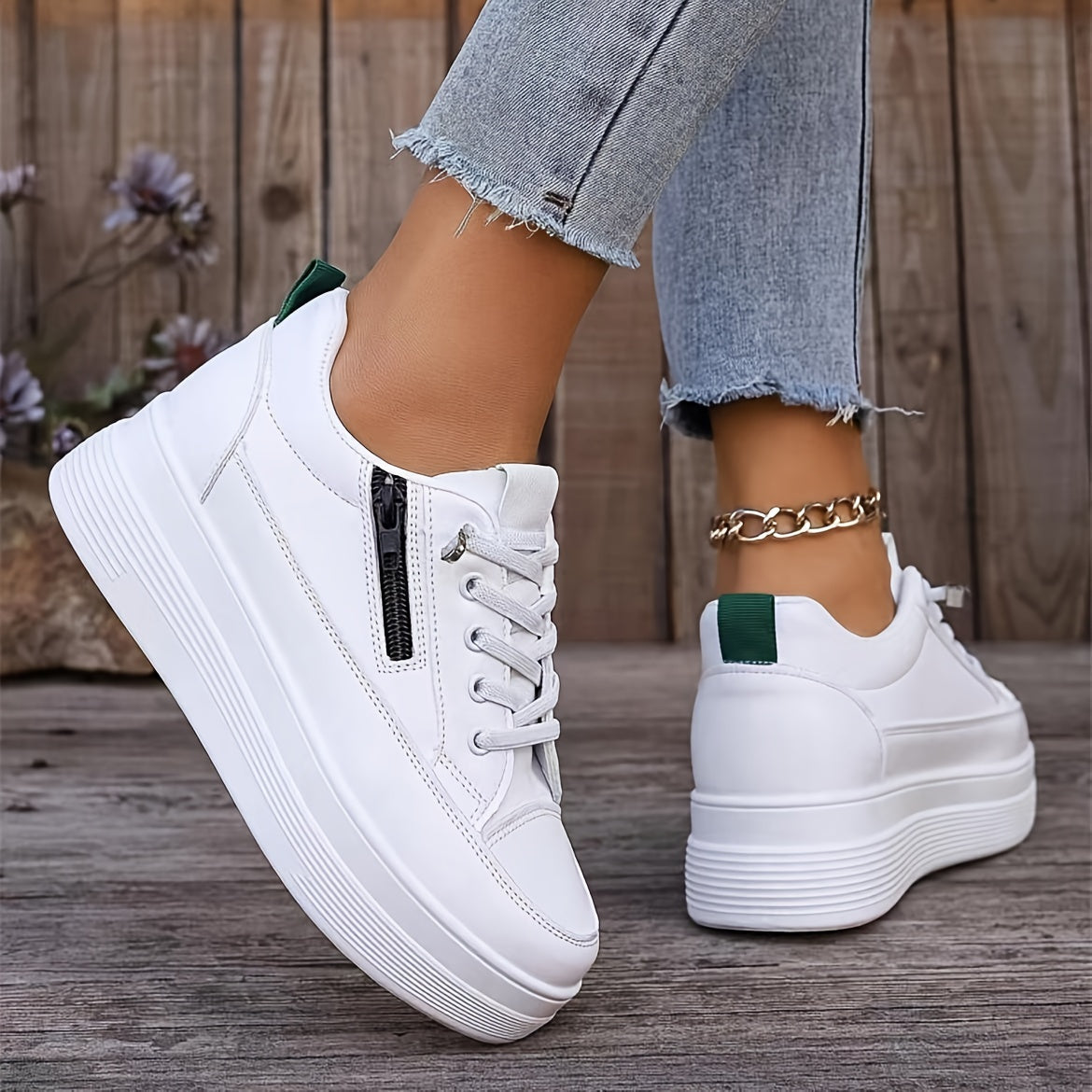 Stilvolle Einfarbige Sneaker für Damen | Perfekt für Alltag 4