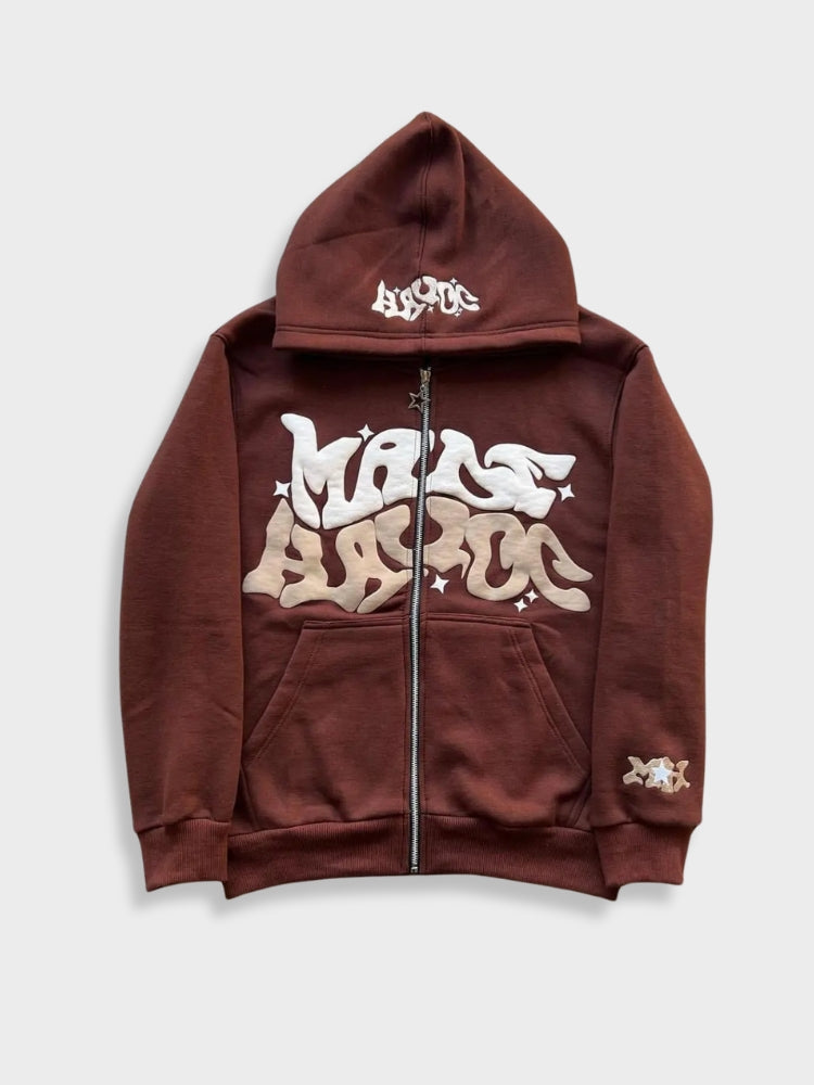 Stilvoller Reißverschluss Puff Stickerei Druck Hoodie Für Herren | Perfekt für Casual Days 3
