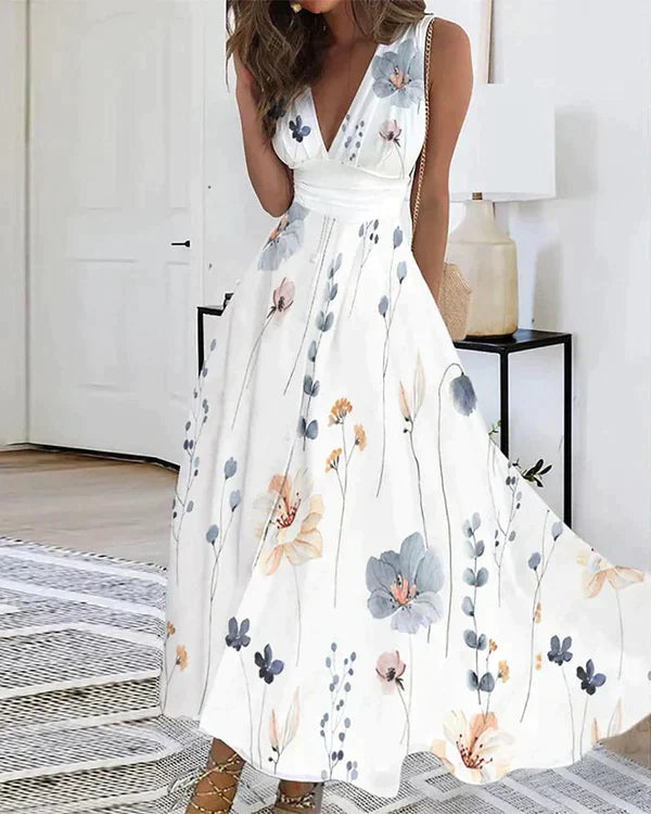 YARA - Stilvolles weißes Blumenkleid 0